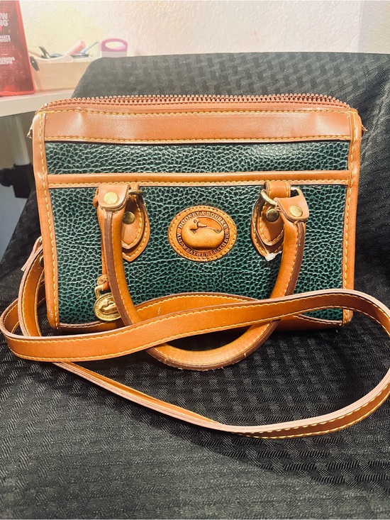 Dooney & Bourke Handbags - Dooney & Bourke All Weather Leather Green & Tan Satchel
